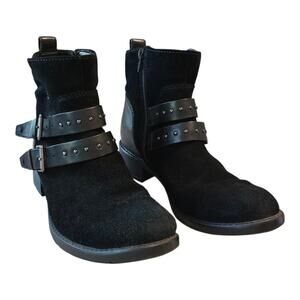 Clarks Artisan Swansea Grove Heeled Booties Womens Size 8 Black Ankle Biker